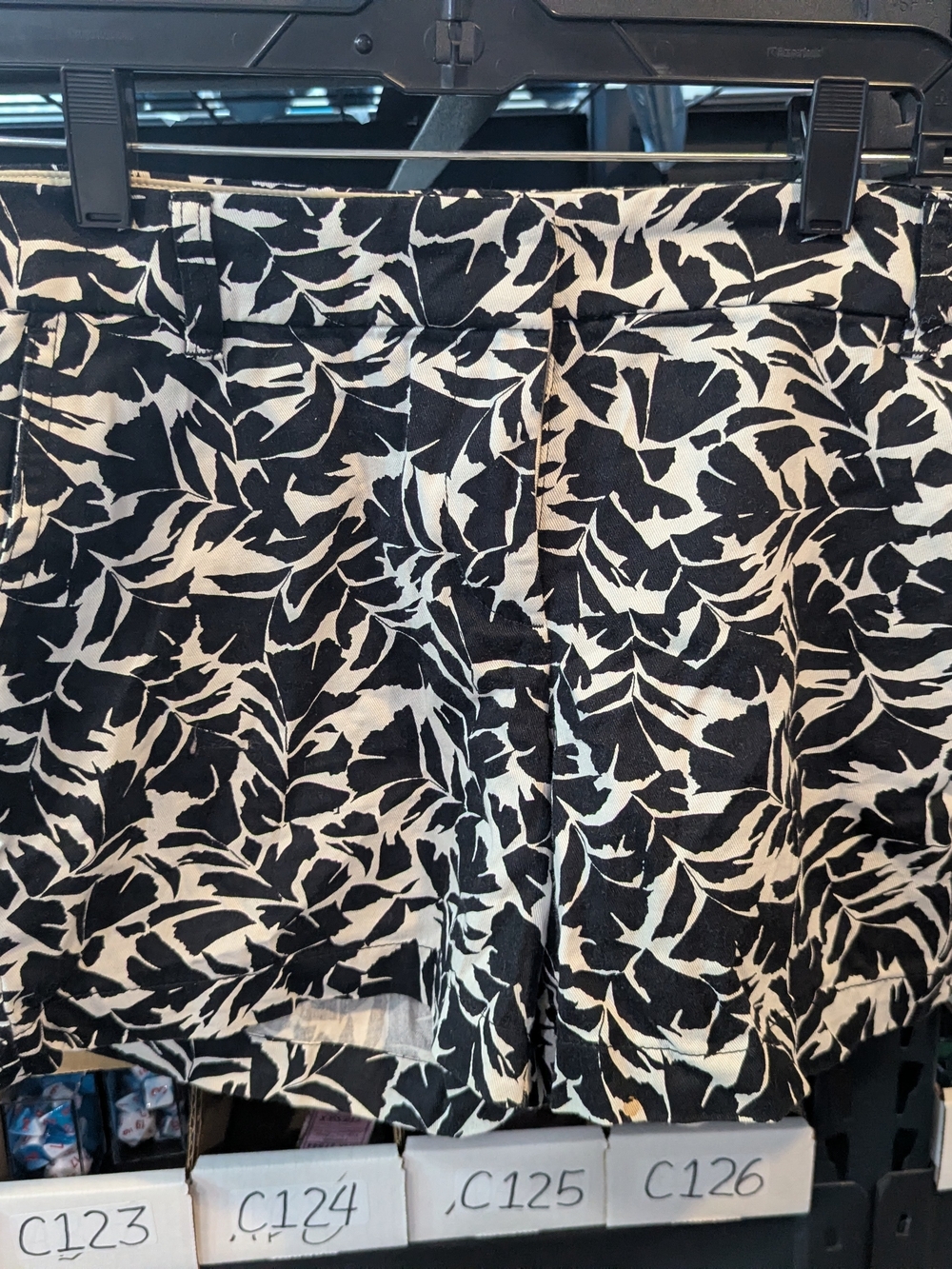 J. Crew Black and White Leaf-Print Cargo Shorts